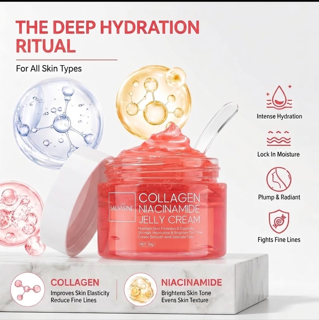 SAUVASINE Jelly Cream – Gel Hydratant Collagène & Niacinamide 50g